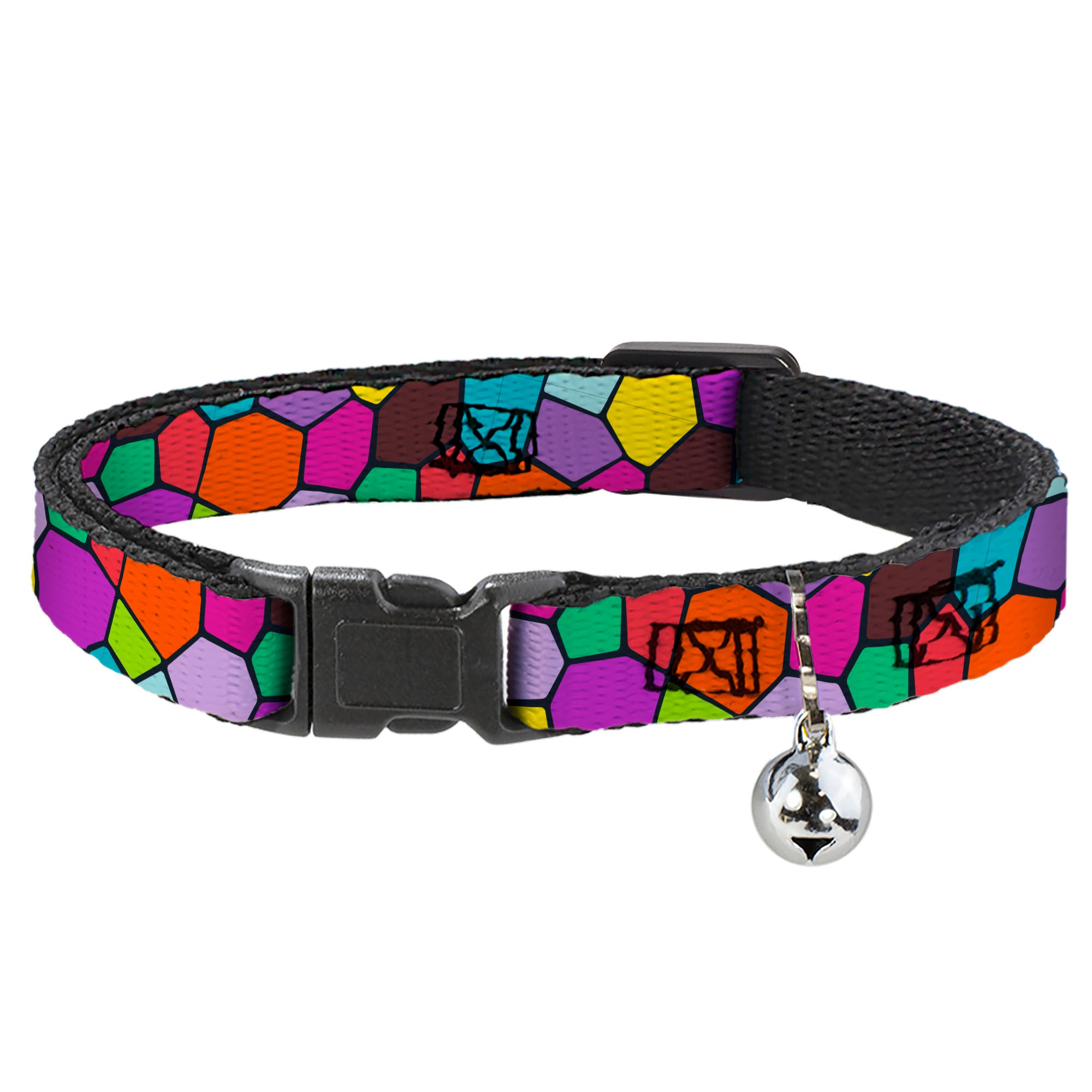Cat Collar Breakaway - Stained Glass Mosaic2 Multi Color Navy Breakaway Cat Collars Buckle-Down