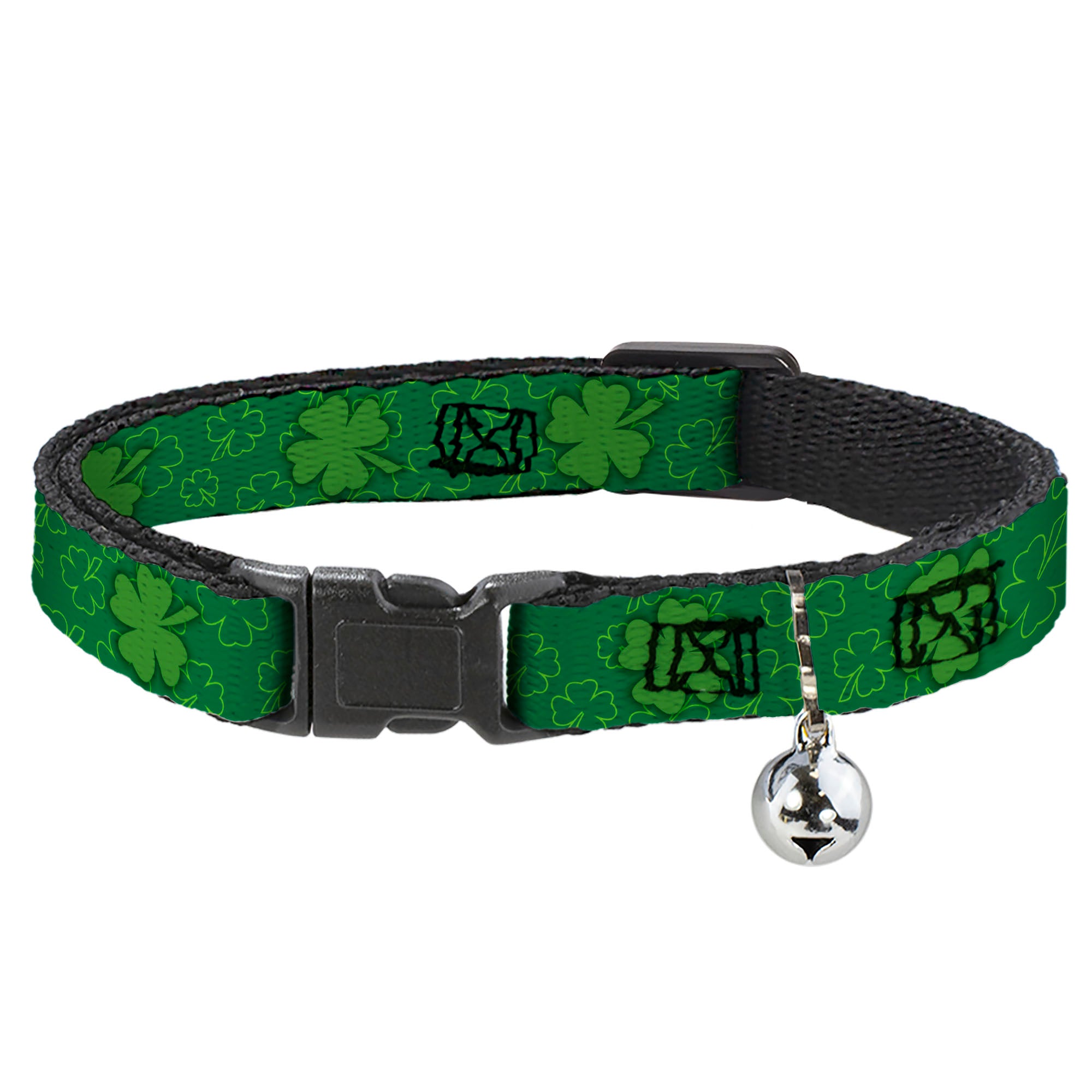 Cat Collar Breakaway - St. Pat's Clovers Scattered2 Outline Solid Greens Breakaway Cat Collars Buckle-Down