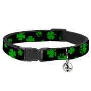 Cat Collar Breakaway - St. Pat's Clovers Scattered2 Black Green Breakaway Cat Collars Buckle-Down