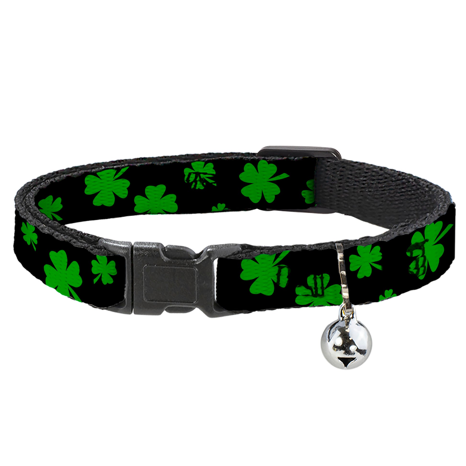 Cat Collar Breakaway - St. Pat's Clovers Scattered2 Black Green Breakaway Cat Collars Buckle-Down