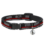 Breakaway Cat Collar with Bell - Thin Red Line Flag Weathered Black/Gray/Red Breakaway Cat Collars Buckle-Down