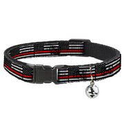 Cat Collar Breakaway - Thin Red Line Flag Weathered Black Gray Red Breakaway Cat Collars Buckle-Down