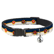 Cat Collar Breakaway - Tulsa Oklahoma City Flag Navy Blue Gold Red Beige Breakaway Cat Collars Buckle-Down