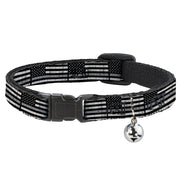 Breakaway Cat Collar with Bell - Thin Gray Line Flag Weathered Black/Grays Breakaway Cat Collars Buckle-Down