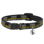 Breakaway Cat Collar with Bell - Thin Yellow Line Flag Weathered Black/Gray/Yellow Breakaway Cat Collars Buckle-Down