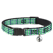 Cat Collar Breakaway - Basketweave Plaid White Navy Bright Green Breakaway Cat Collars Buckle-Down