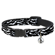 Breakaway Cat Collar with Bell - Bats Flying Scattered Black/White Breakaway Cat Collars Buckle-Down