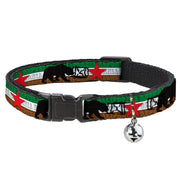 Cat Collar Breakaway - Cali Bear Silhouette & Star CALIFORNIA REPUBLIC Green White Brown Black Red Breakaway Cat Collars Buckle-Down