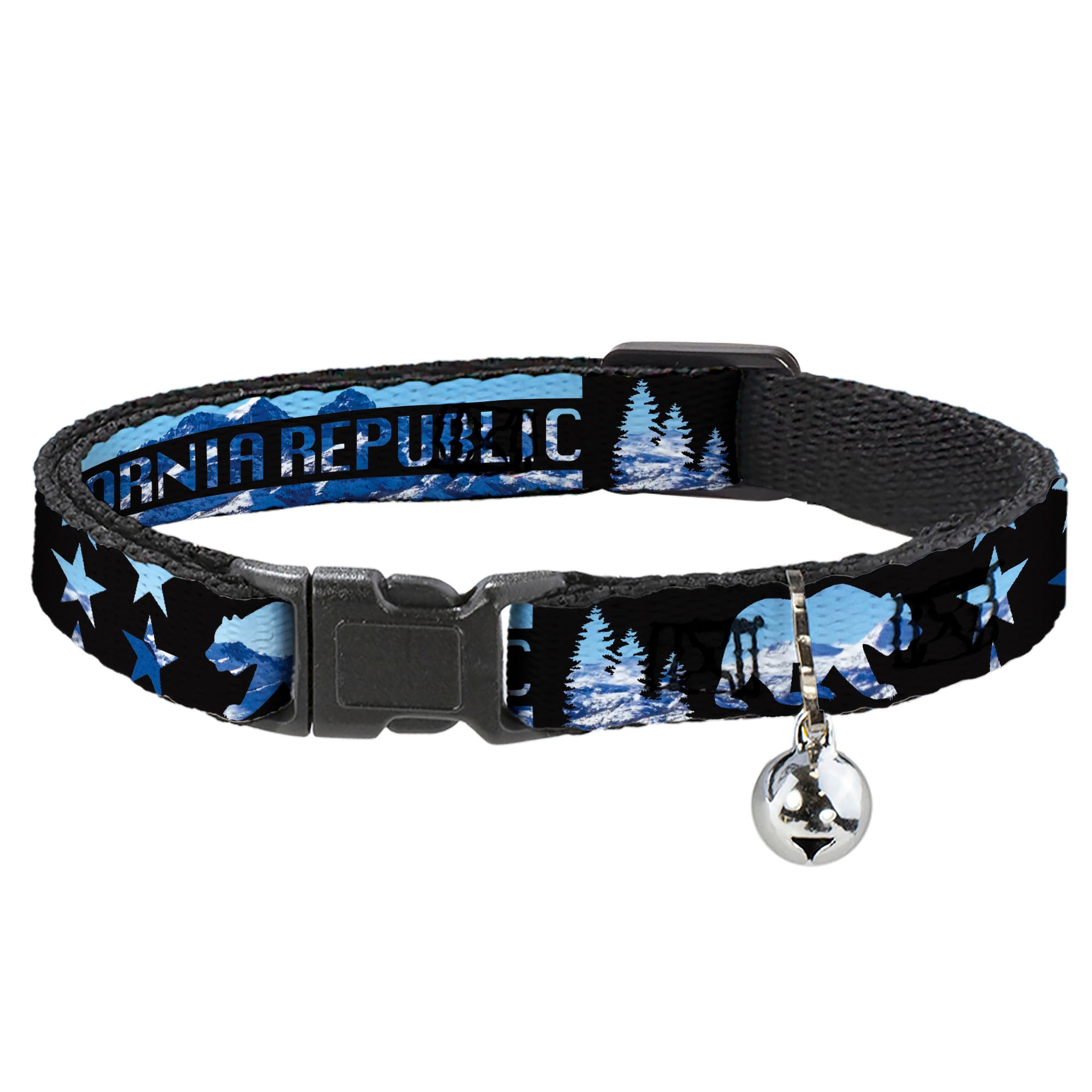 Cat Collar Breakaway - CALIFORNIA REPUBLIC Bear Stars Silhouette Black Scenic Mountains Breakaway Cat Collars Buckle-Down
