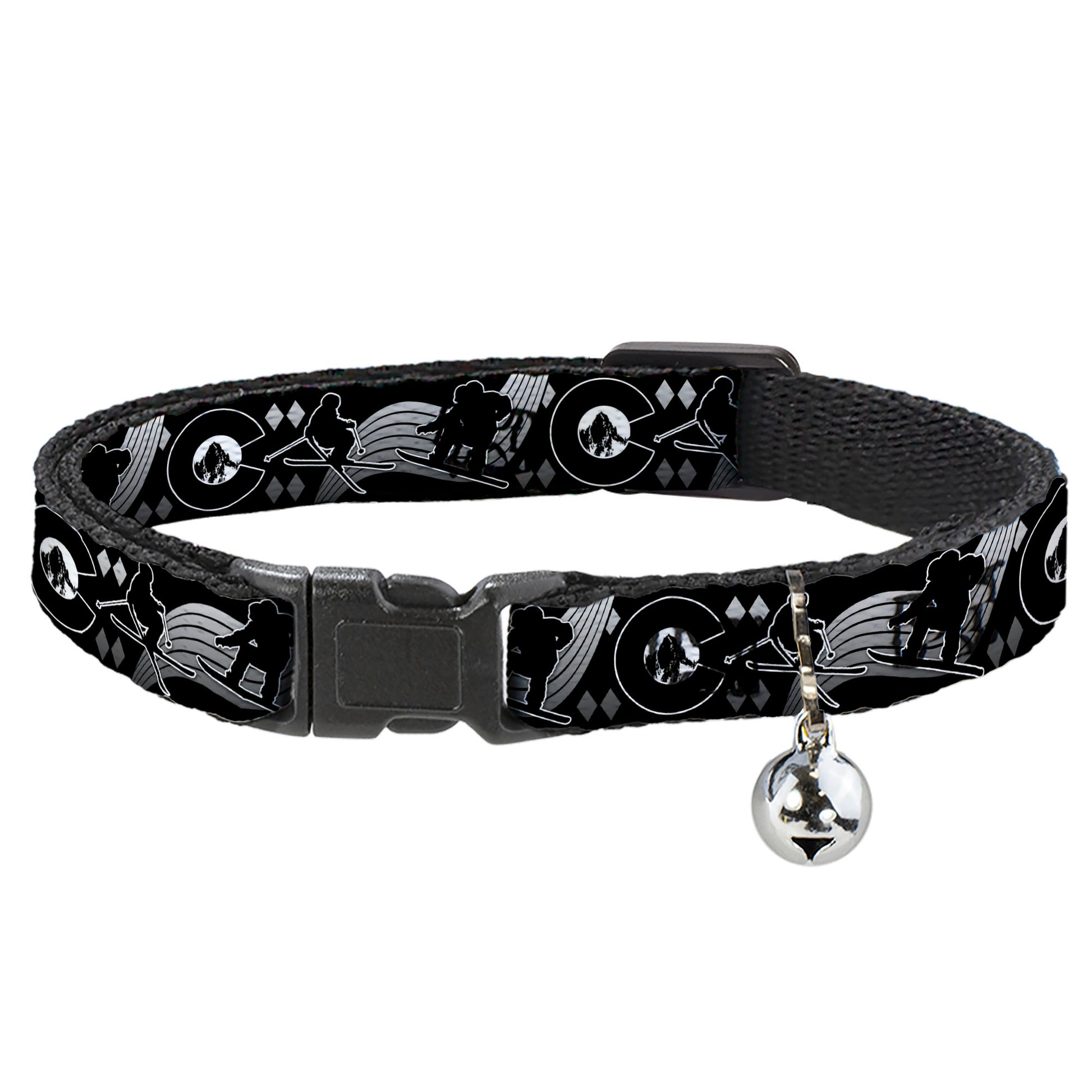 Cat Collar Breakaway - Colorado Skier Snowboarder Black White Grays Breakaway Cat Collars Buckle-Down