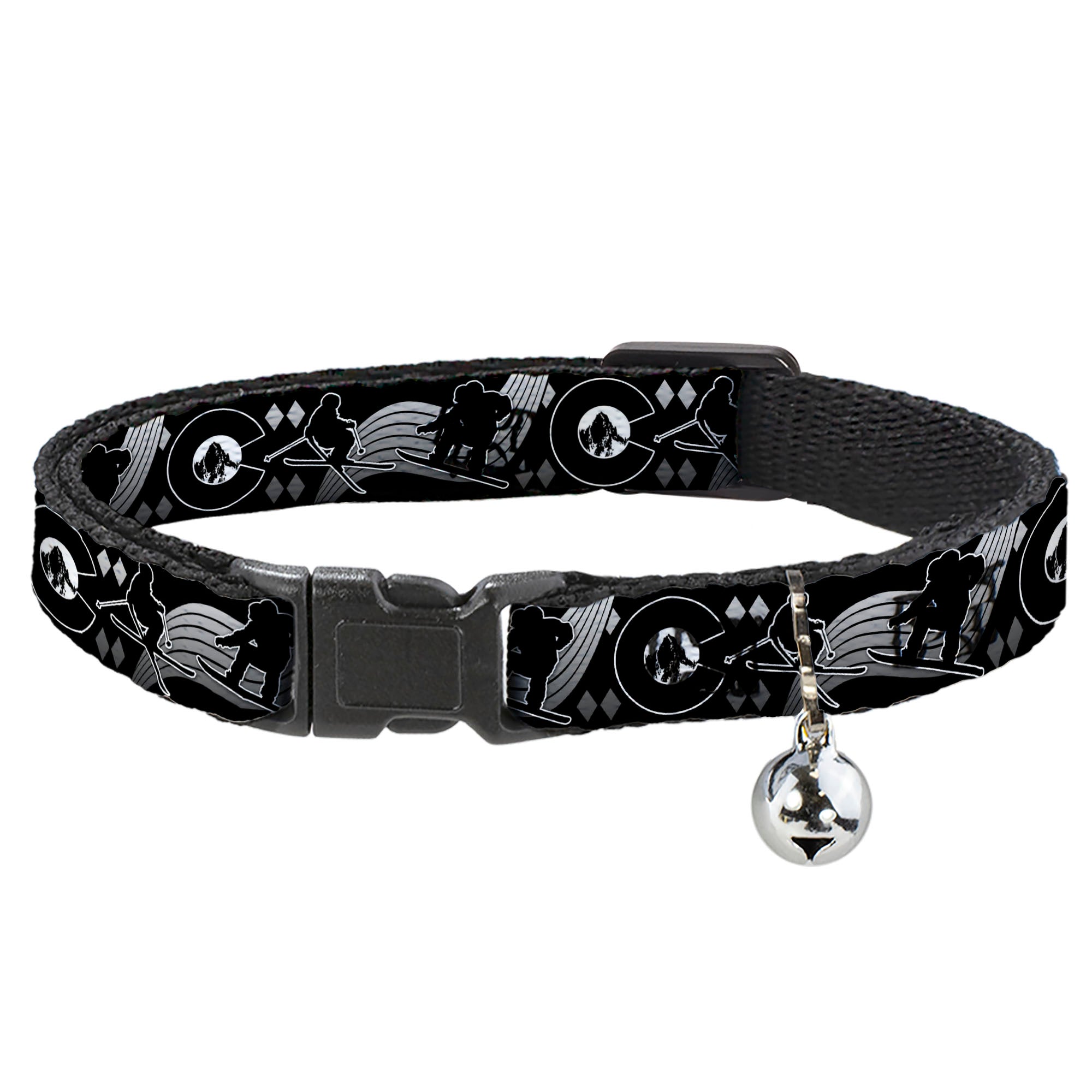 Cat Collar Breakaway - Colorado Skier Snowboarder Black White Grays Breakaway Cat Collars Buckle-Down