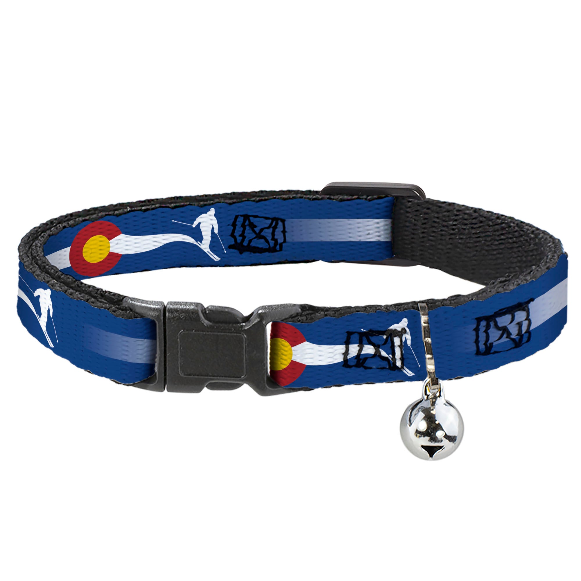 Cat Collar Breakaway - Colorado Skier2 Blue White Red Yellow Breakaway Cat Collars Buckle-Down