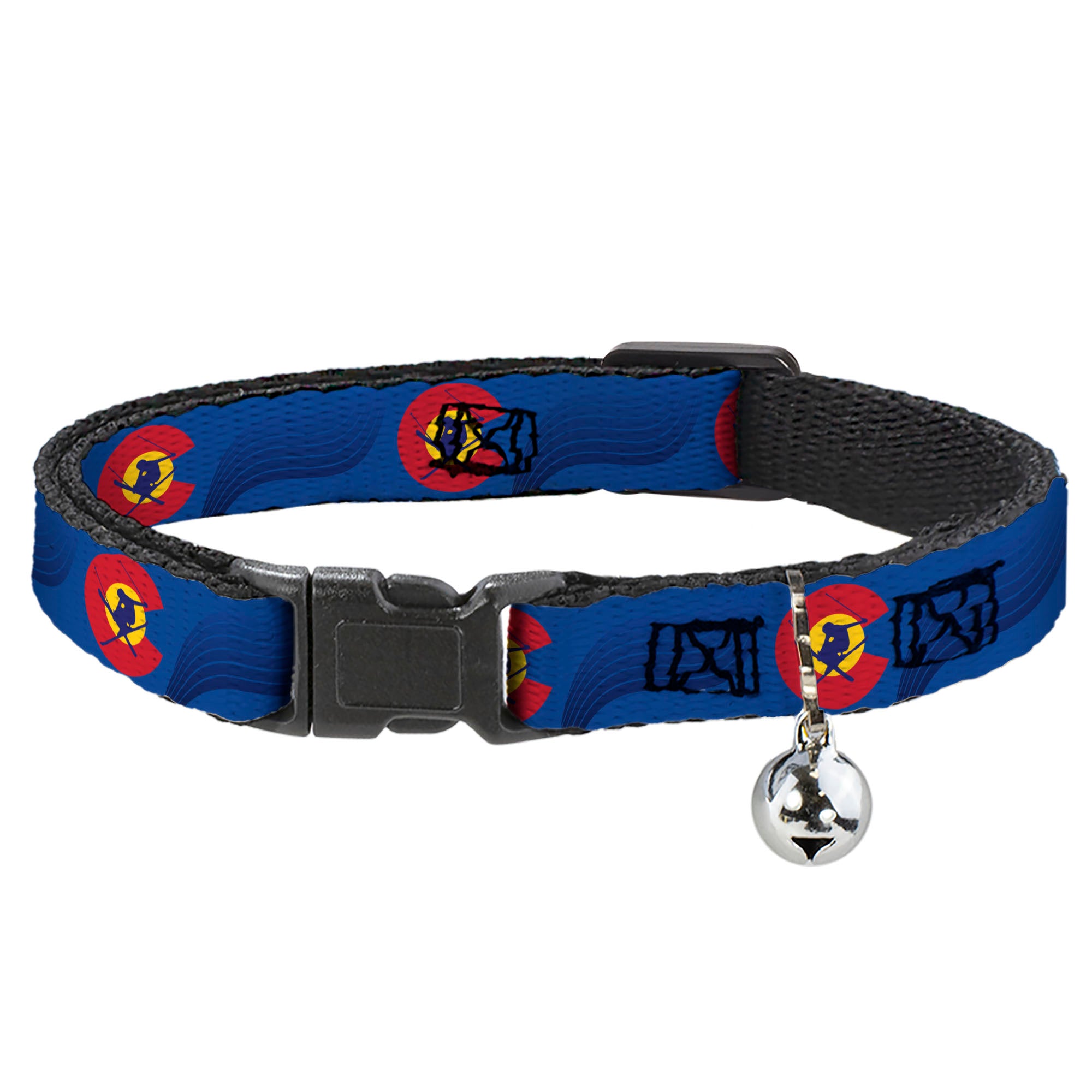 Cat Collar Breakaway - Colorado Skier3 Blues Red Yellow Breakaway Cat Collars Buckle-Down