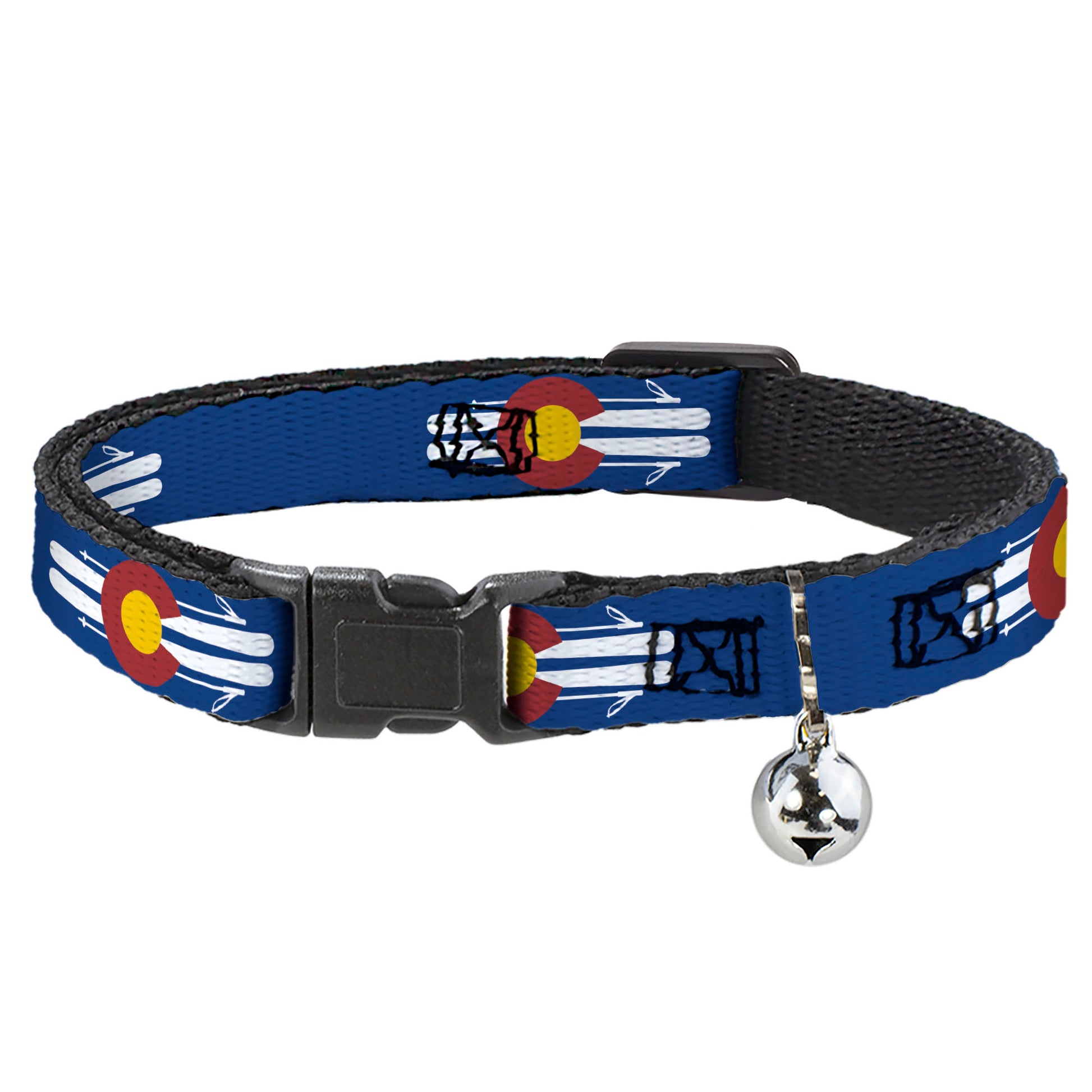 Cat Collar Breakaway - Colorado Logo Skis Blue White Red Yellow Breakaway Cat Collars Buckle-Down