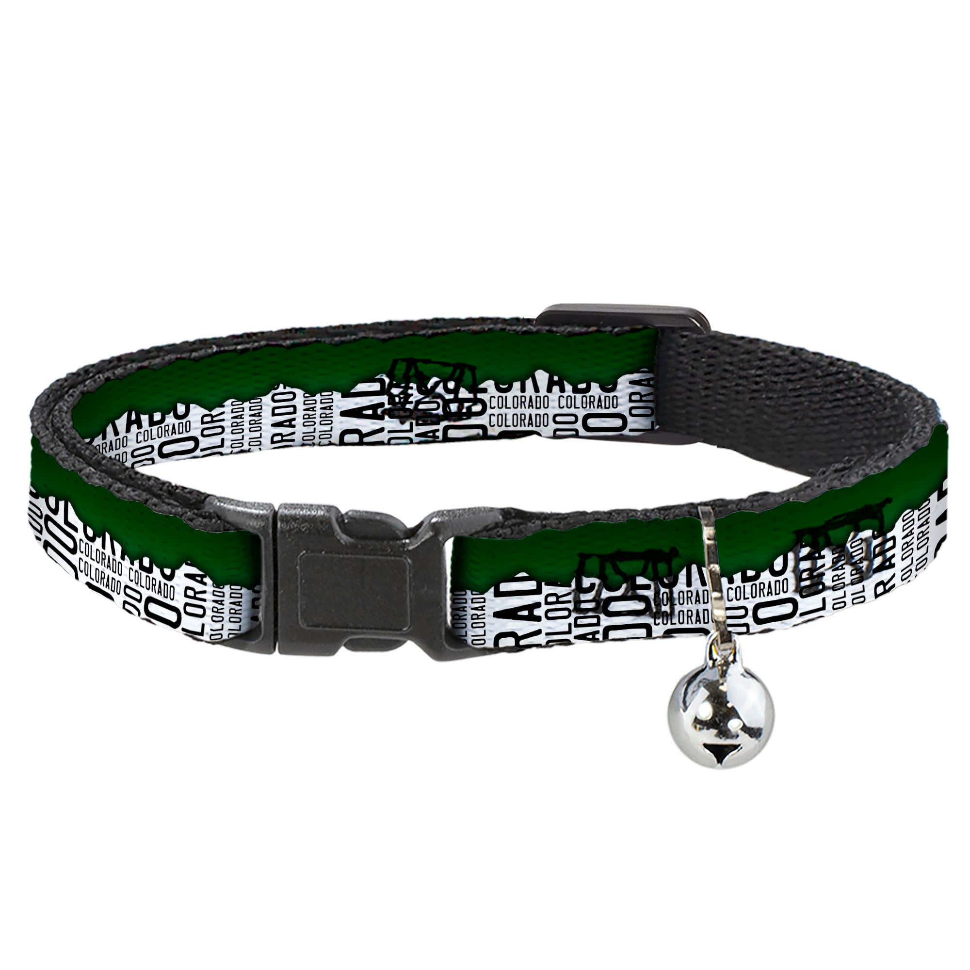 Cat Collar Breakaway - Colorado Mountains Green White Black Text Breakaway Cat Collars Buckle-Down