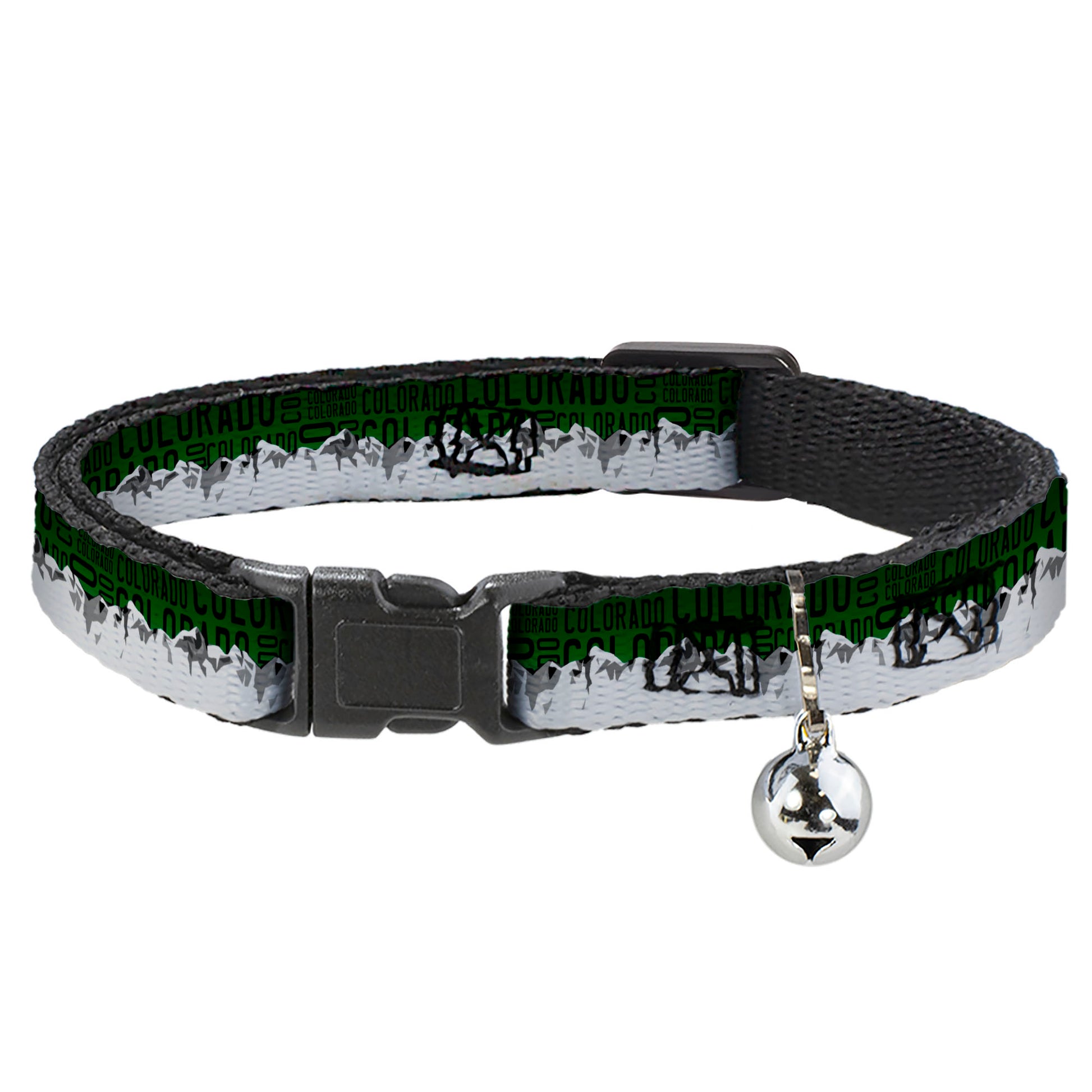Cat Collar Breakaway - Colorado Mountains Green Black Text Grays Breakaway Cat Collars Buckle-Down