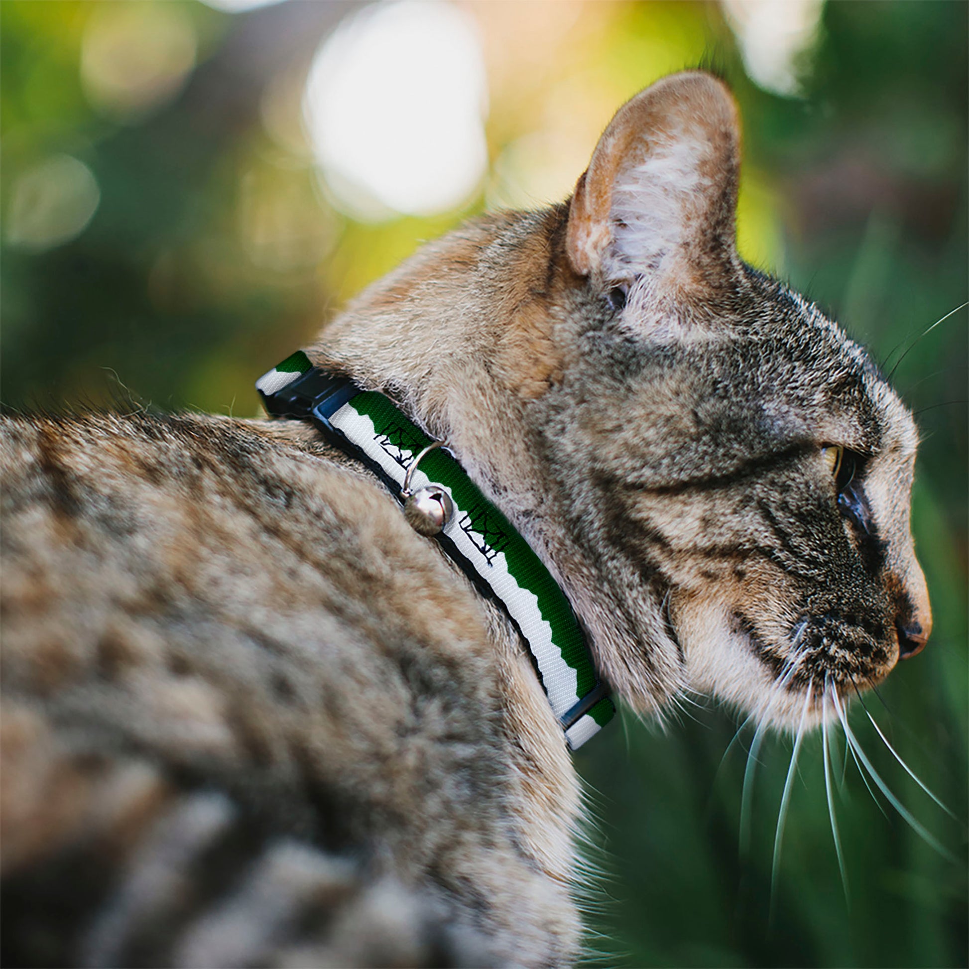 Cat Collar Breakaway - Colorado Solid Mountains Green White Breakaway Cat Collars Buckle-Down