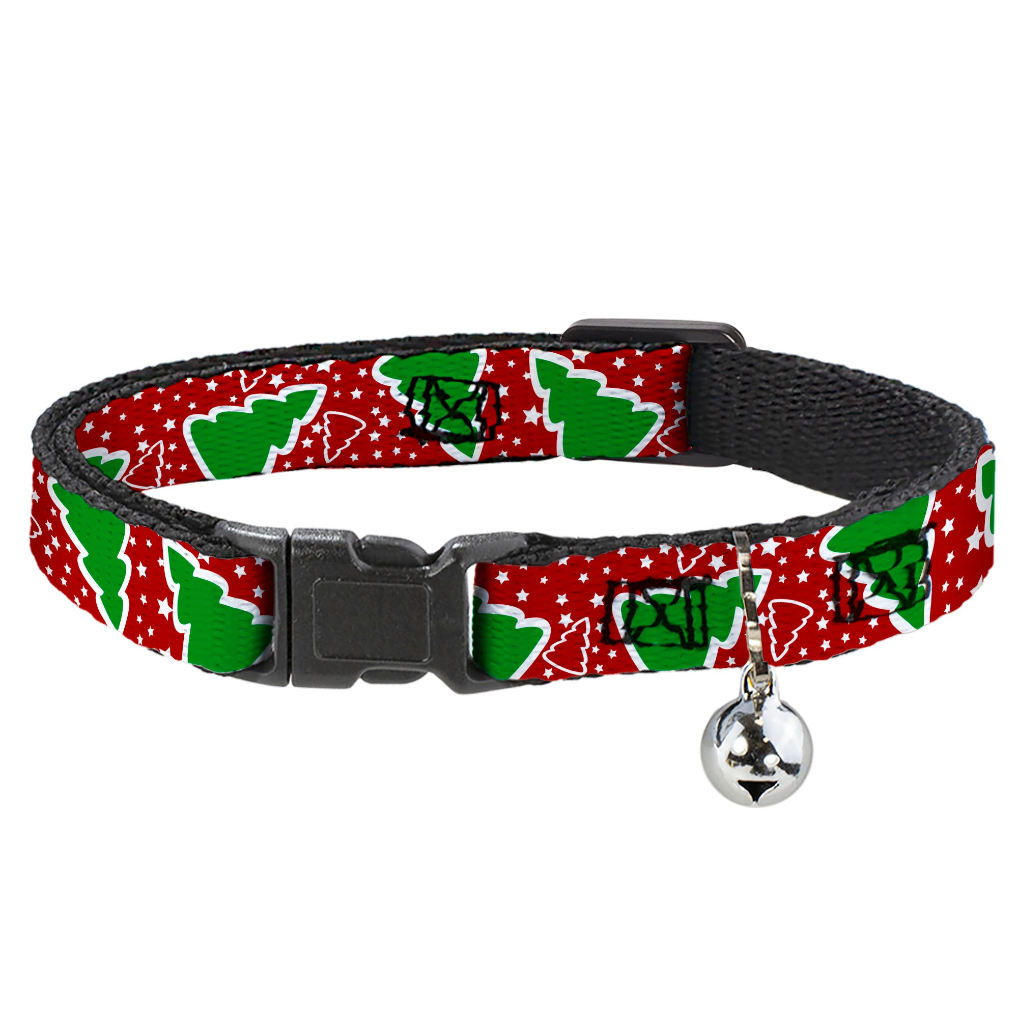 Cat Collar Breakaway - Christmas Trees Stars Red White Green Breakaway Cat Collars Buckle-Down