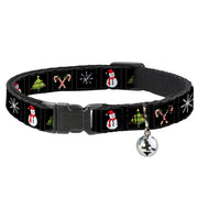 Cat Collar Breakaway - Christmas Blocks Black White Multi Color Breakaway Cat Collars Buckle-Down