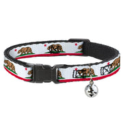 Cat Collar Breakaway - California Flag White w Stripe Breakaway Cat Collars Buckle-Down
