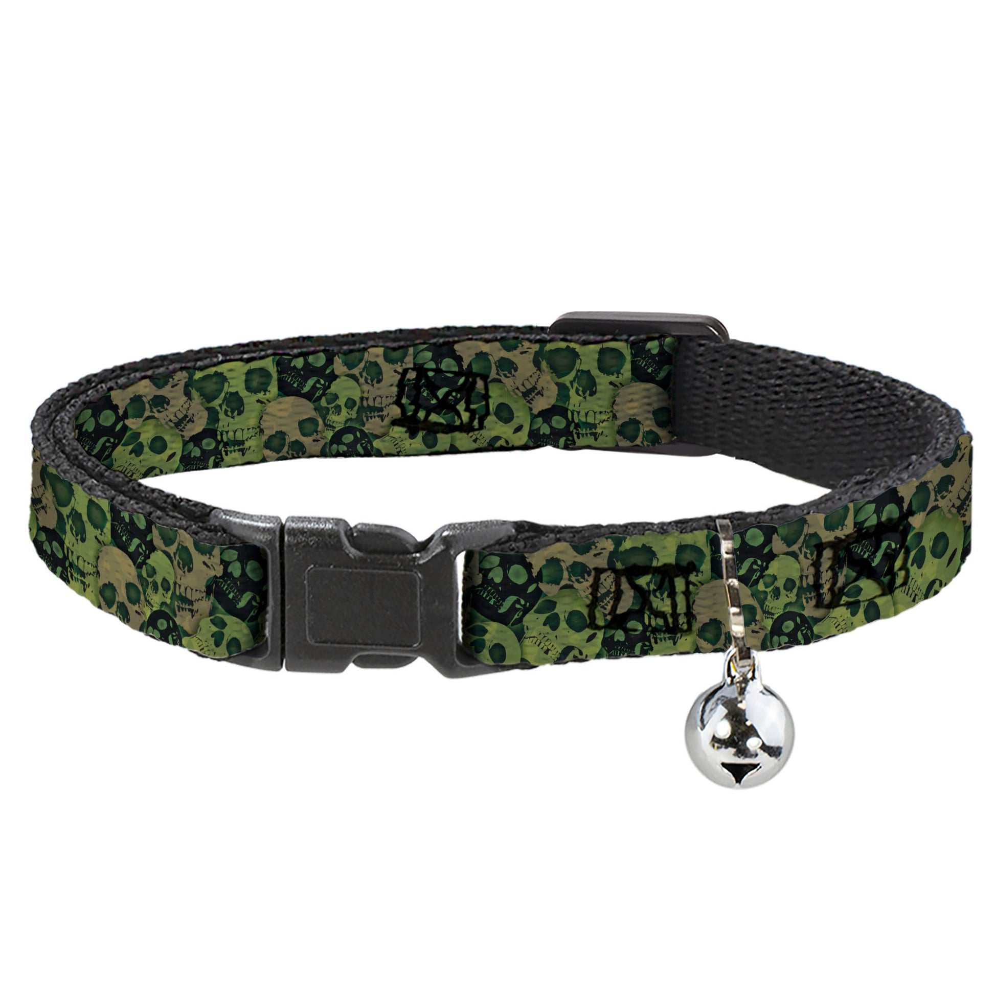 Cat Collar Breakaway - Camo Olive Black Skull Yard2 Breakaway Cat Collars Buckle-Down