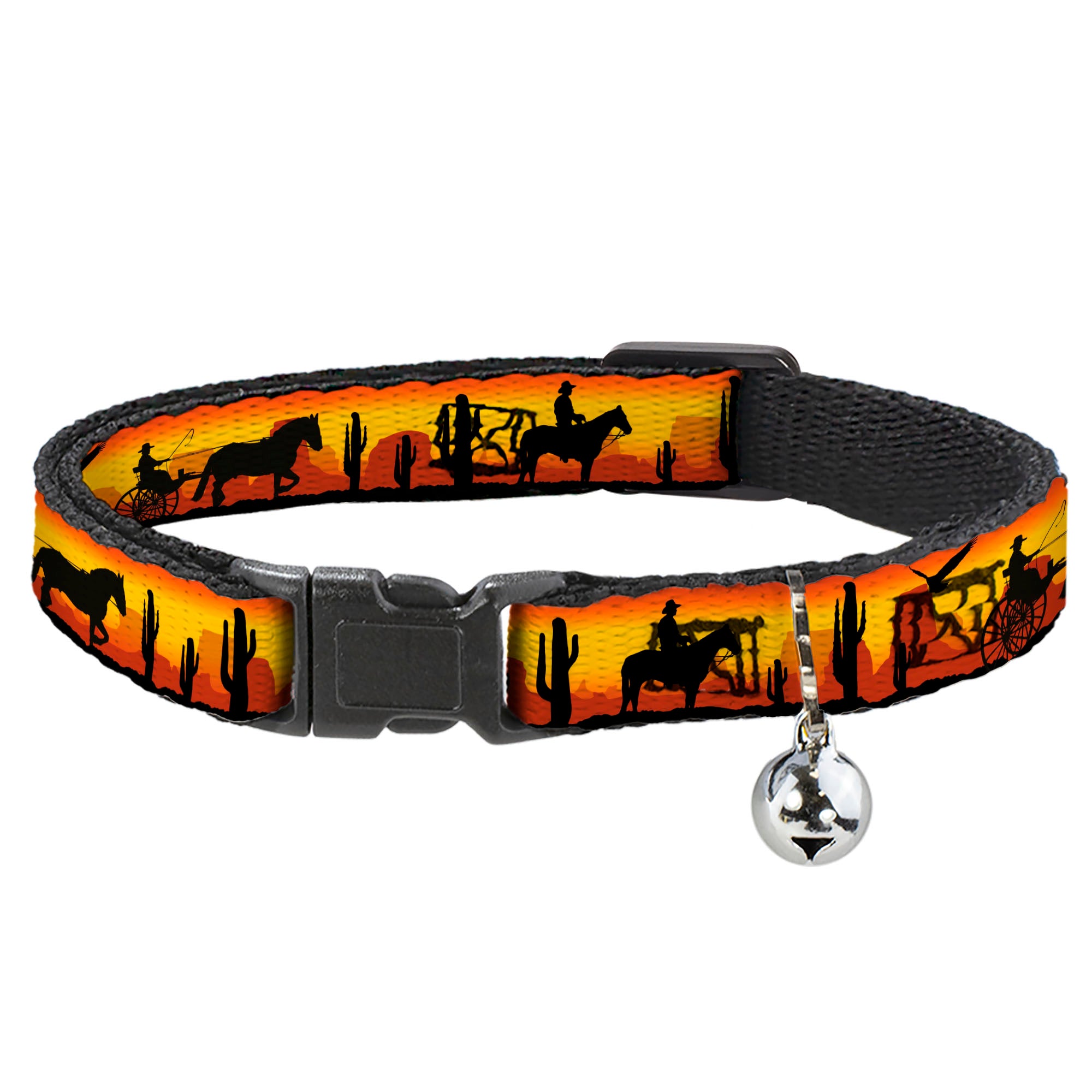 Cat Collar Breakaway - Cowboy Silhouette Western Landscape Reds Black Breakaway Cat Collars Buckle-Down