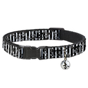 Cat Collar Breakaway - Cherries Scattered Vertical Stripe White Black Grays Breakaway Cat Collars Buckle-Down