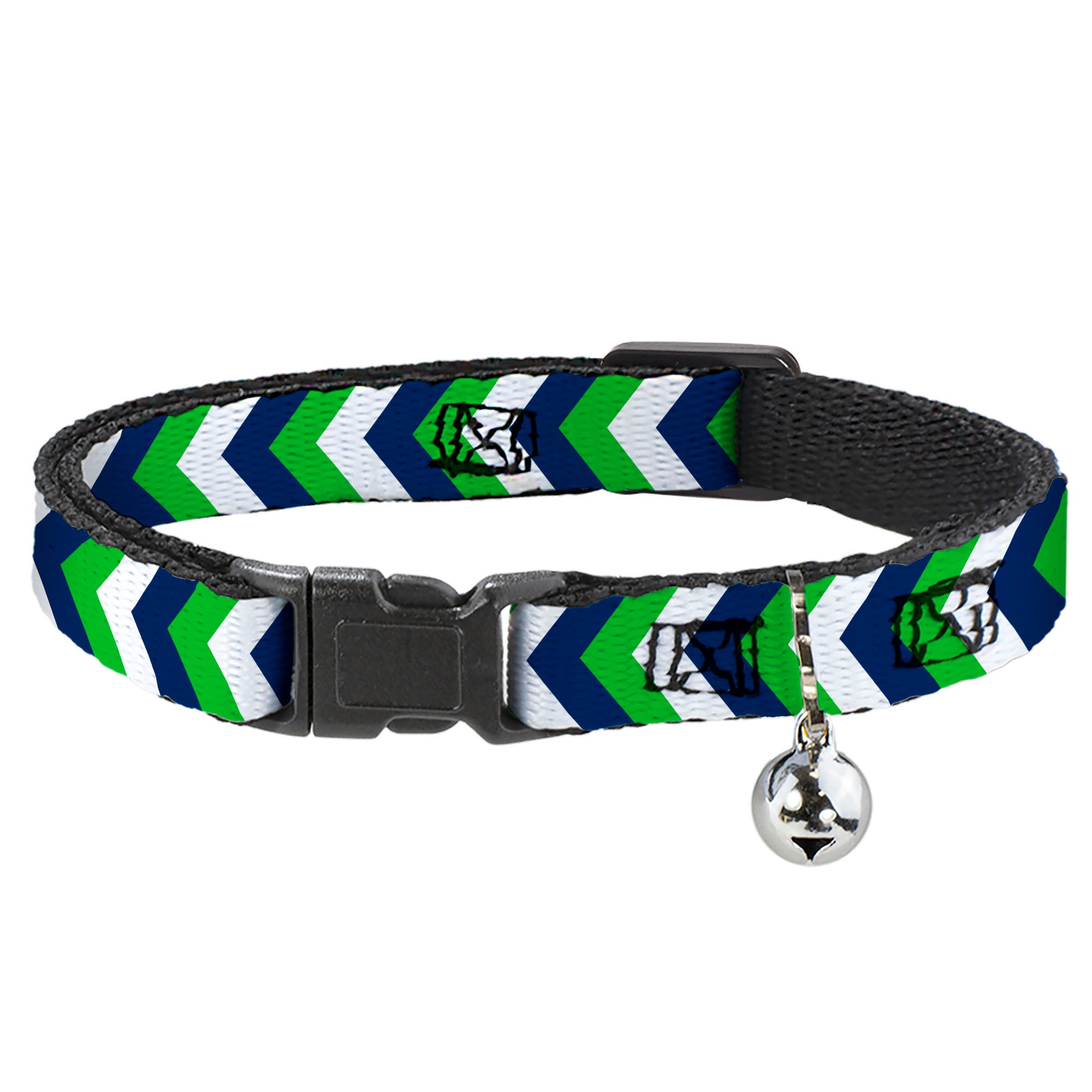 Cat Collar Breakaway - Chevron White Bright Green Navy Breakaway Cat Collars Buckle-Down