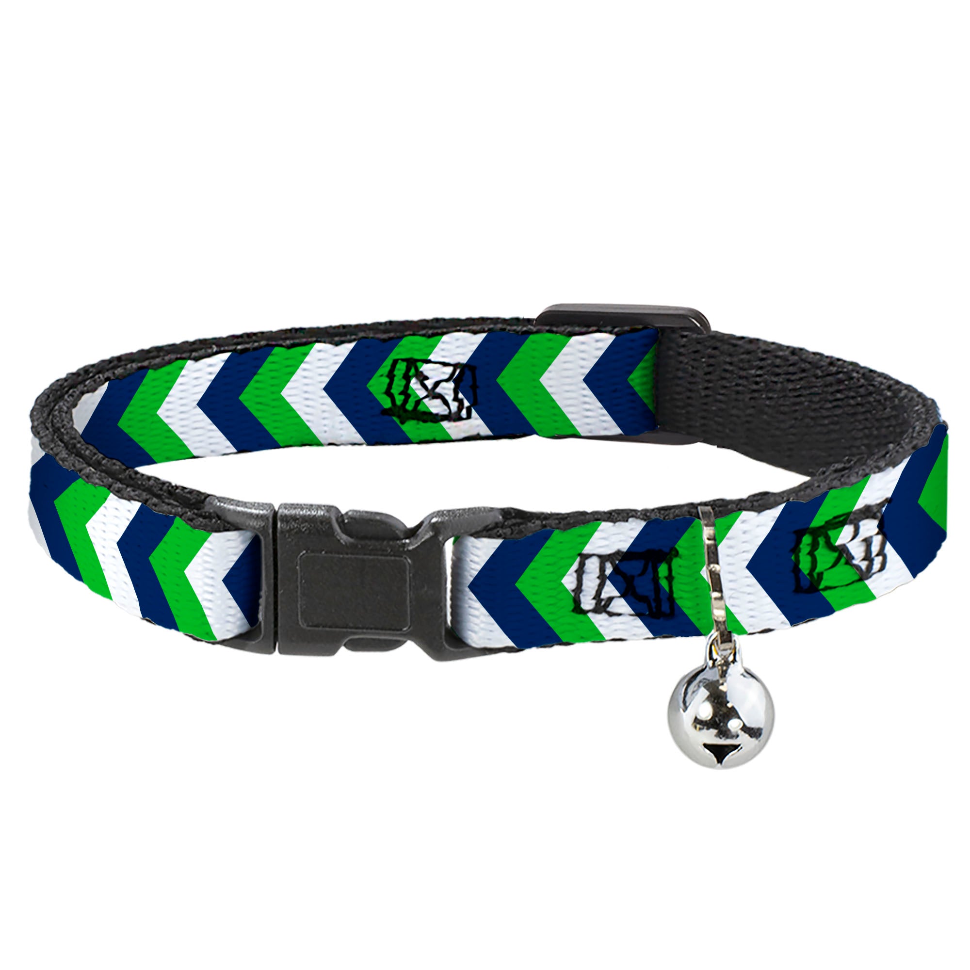 Cat Collar Breakaway - Chevron White Bright Green Navy Breakaway Cat Collars Buckle-Down