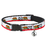 Cat Collar Breakaway - CALIFORNIA Bear Star Crackle Stripe White Gray Red Breakaway Cat Collars Buckle-Down