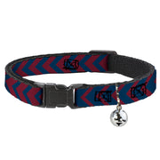 Cat Collar Breakaway - Chevron2 Red Navy Breakaway Cat Collars Buckle-Down