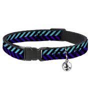 Cat Collar Breakaway - Chevron3 Split Turquoise Purple Black Breakaway Cat Collars Buckle-Down