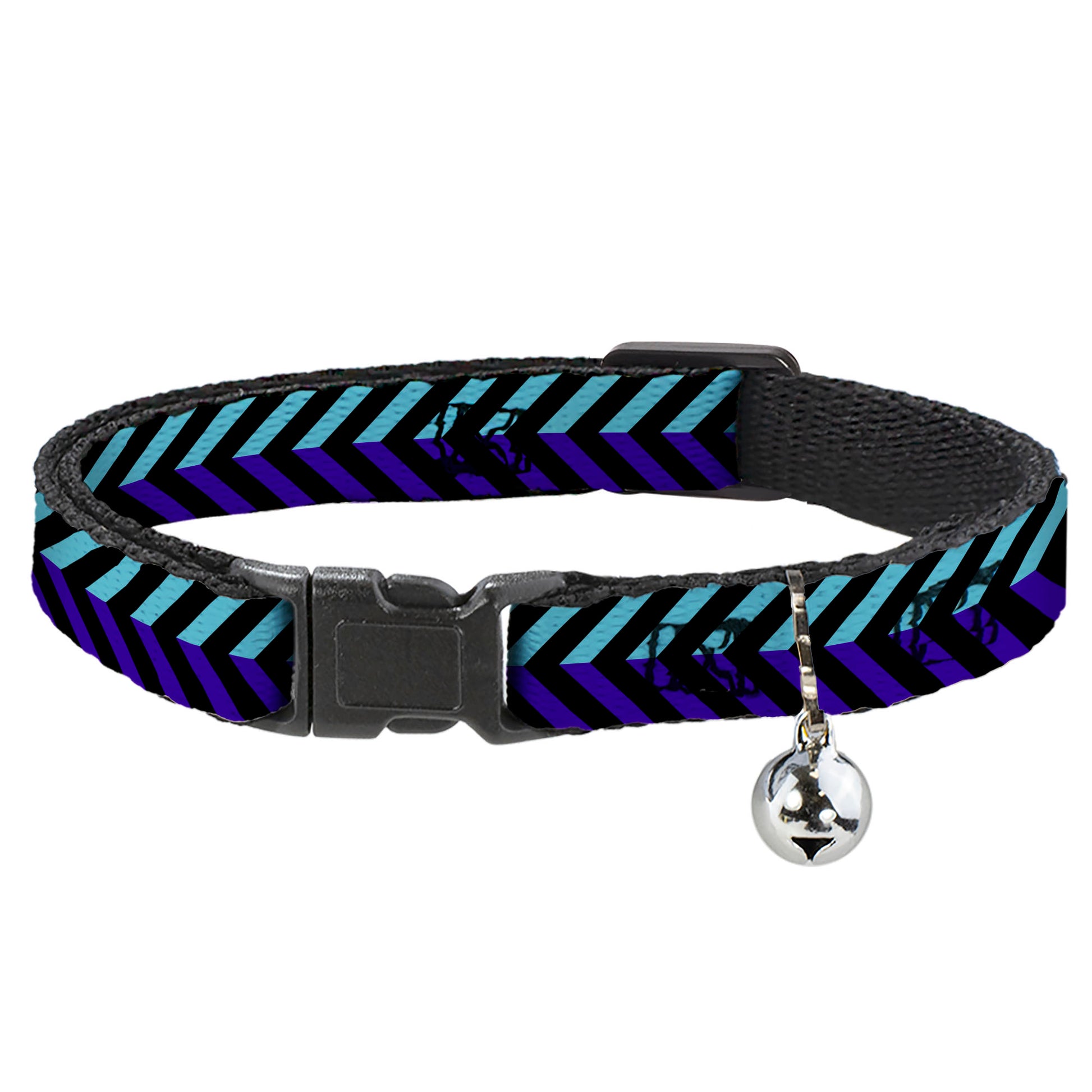 Cat Collar Breakaway - Chevron3 Split Turquoise Purple Black Breakaway Cat Collars Buckle-Down