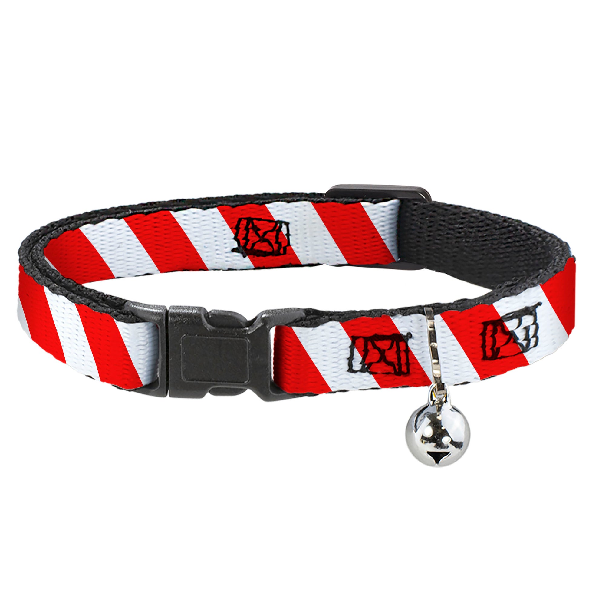 Cat Collar Breakaway - Candy Cane2 Stripe White Red Breakaway Cat Collars Buckle-Down