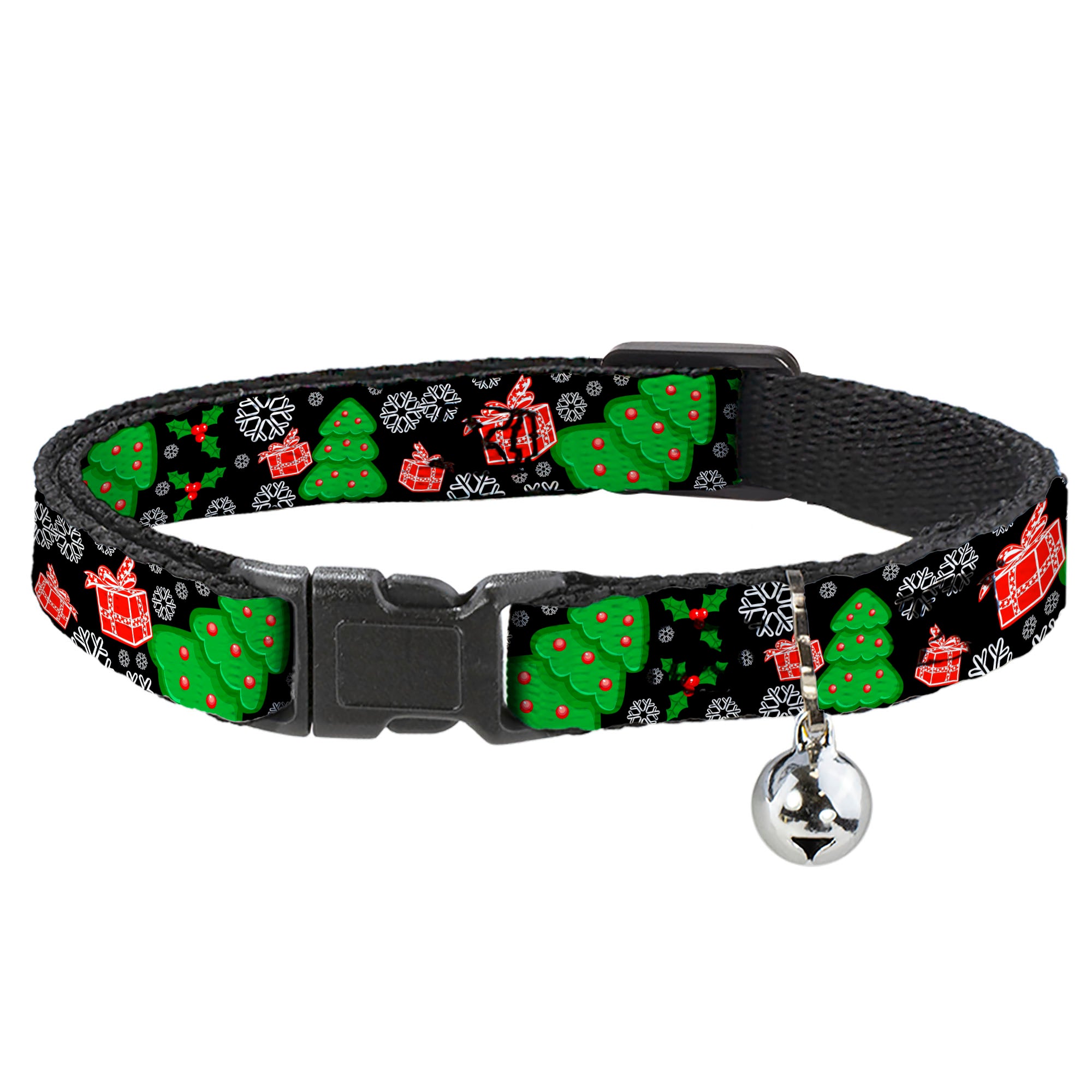 Cat Collar Breakaway - Christmas Collage Black White Green Red Breakaway Cat Collars Buckle-Down
