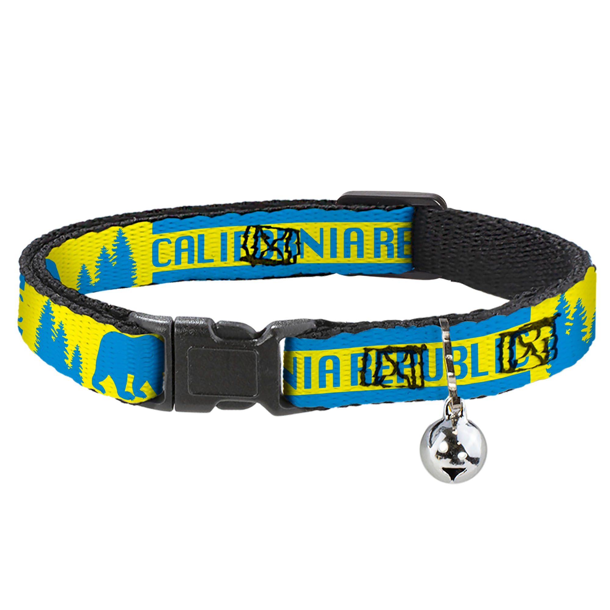 Cat Collar Breakaway - CALIFORNIA REPUBLIC Bear Stars Silhouette Yellow Blue Breakaway Cat Collars Buckle-Down