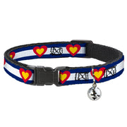Cat Collar Breakaway - Colorado Heart Blue White Red Yellow Breakaway Cat Collars Buckle-Down