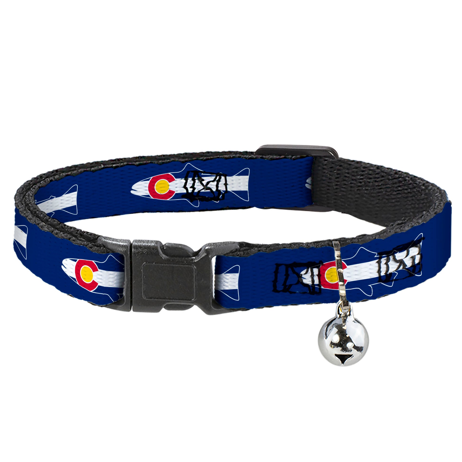 Cat Collar Breakaway - Colorado Trout Flag Snowy Mountains Blues White Red Yellow Breakaway Cat Collars Buckle-Down