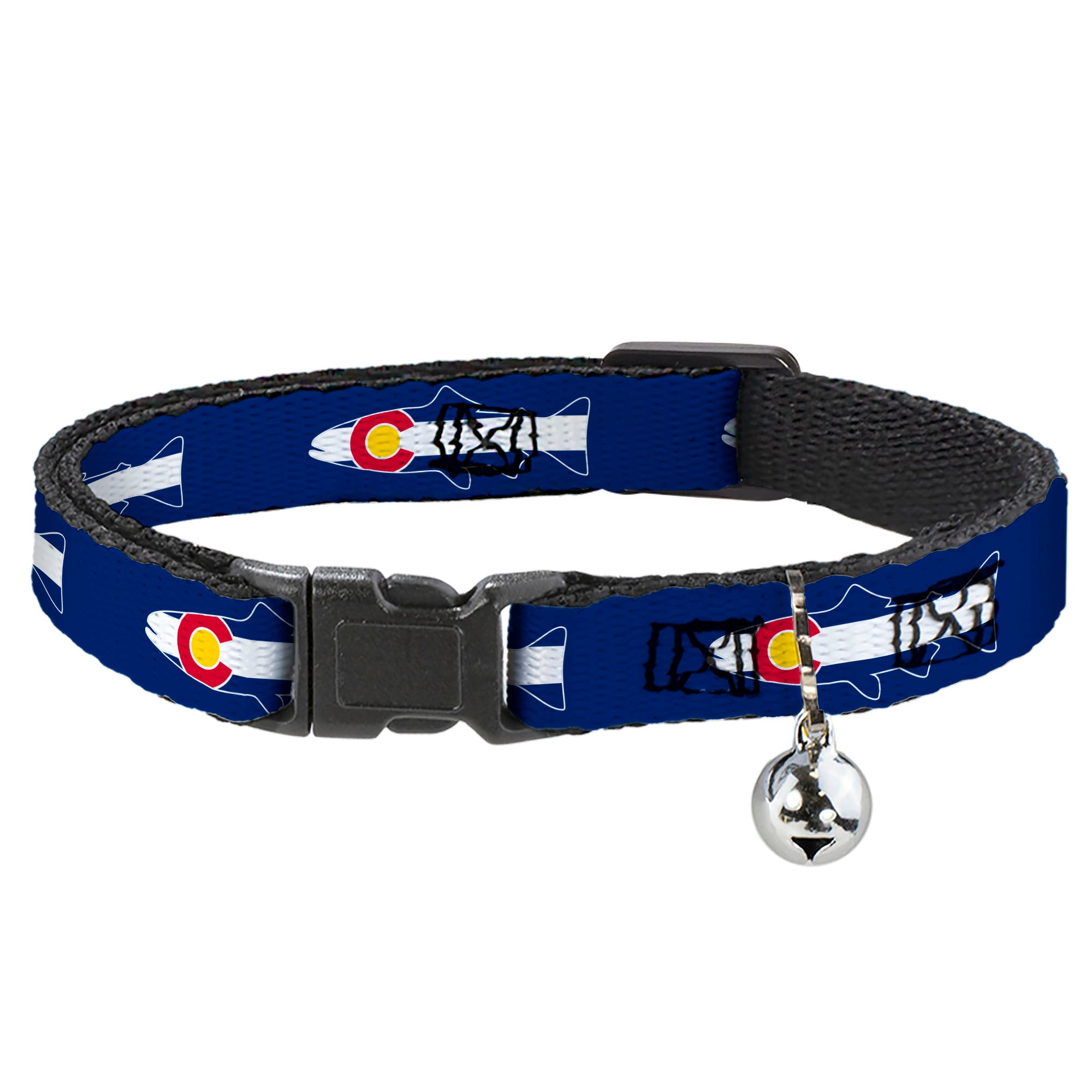 Cat Collar Breakaway - Colorado Trout Flag Snowy Mountains Blues White Red Yellow Breakaway Cat Collars Buckle-Down