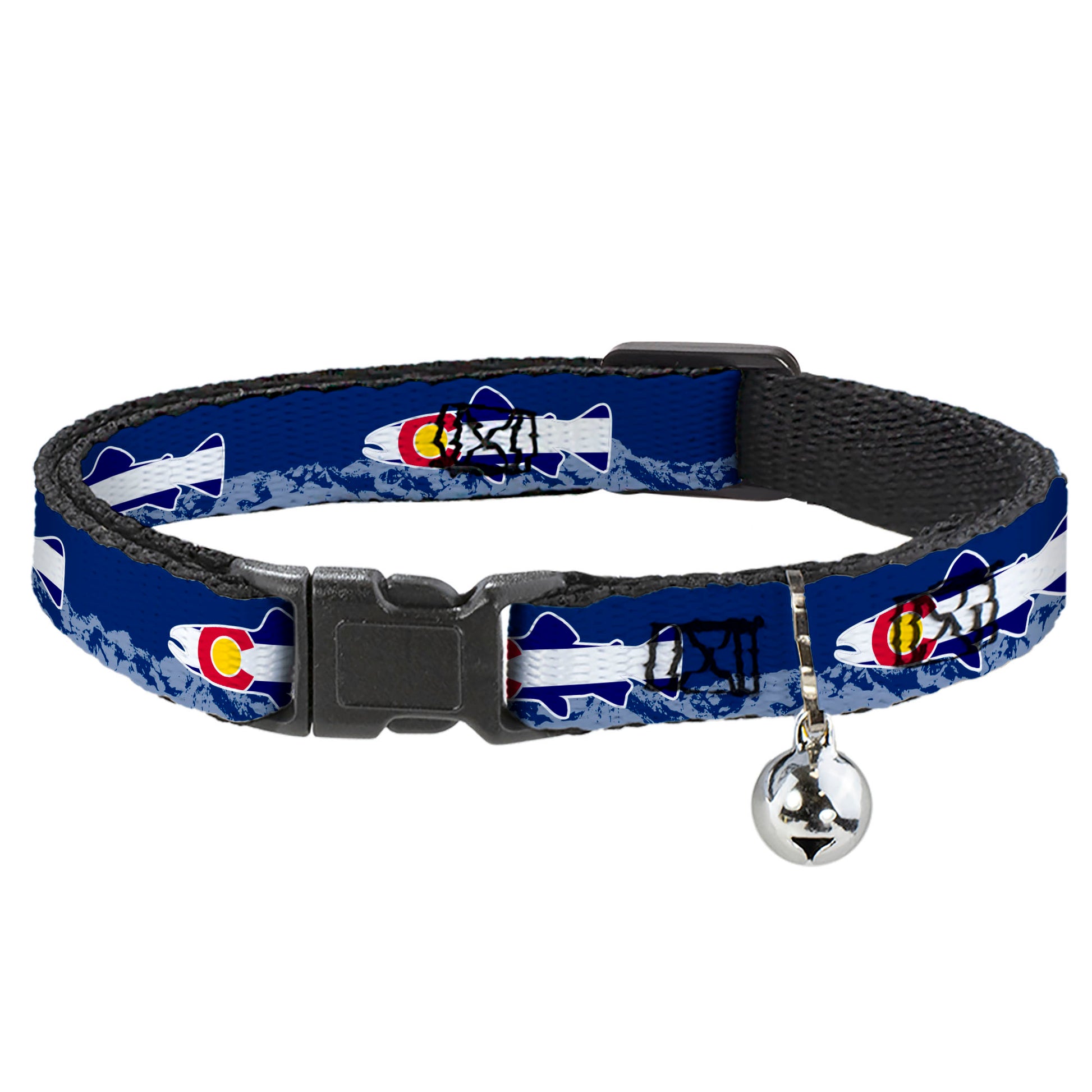 Cat Collar Breakaway - Colorado Trout Flag Blue White Red Yellow Breakaway Cat Collars Buckle-Down