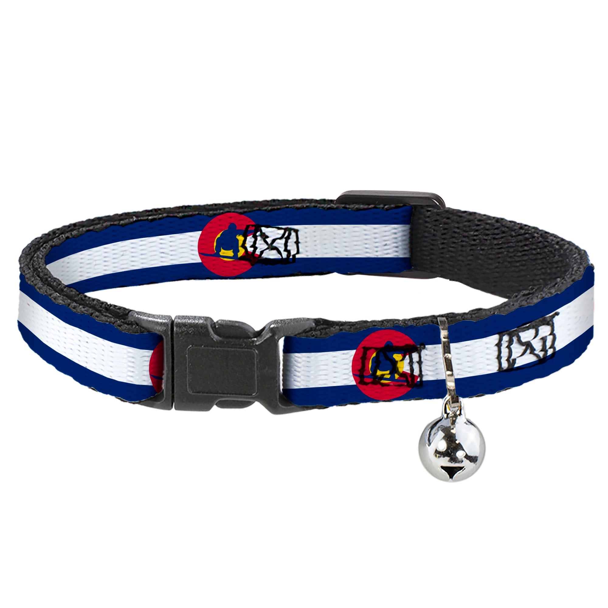 Cat Collar Breakaway - Colorado Flag Snowboarder Blue White Red Yellow Breakaway Cat Collars Buckle-Down
