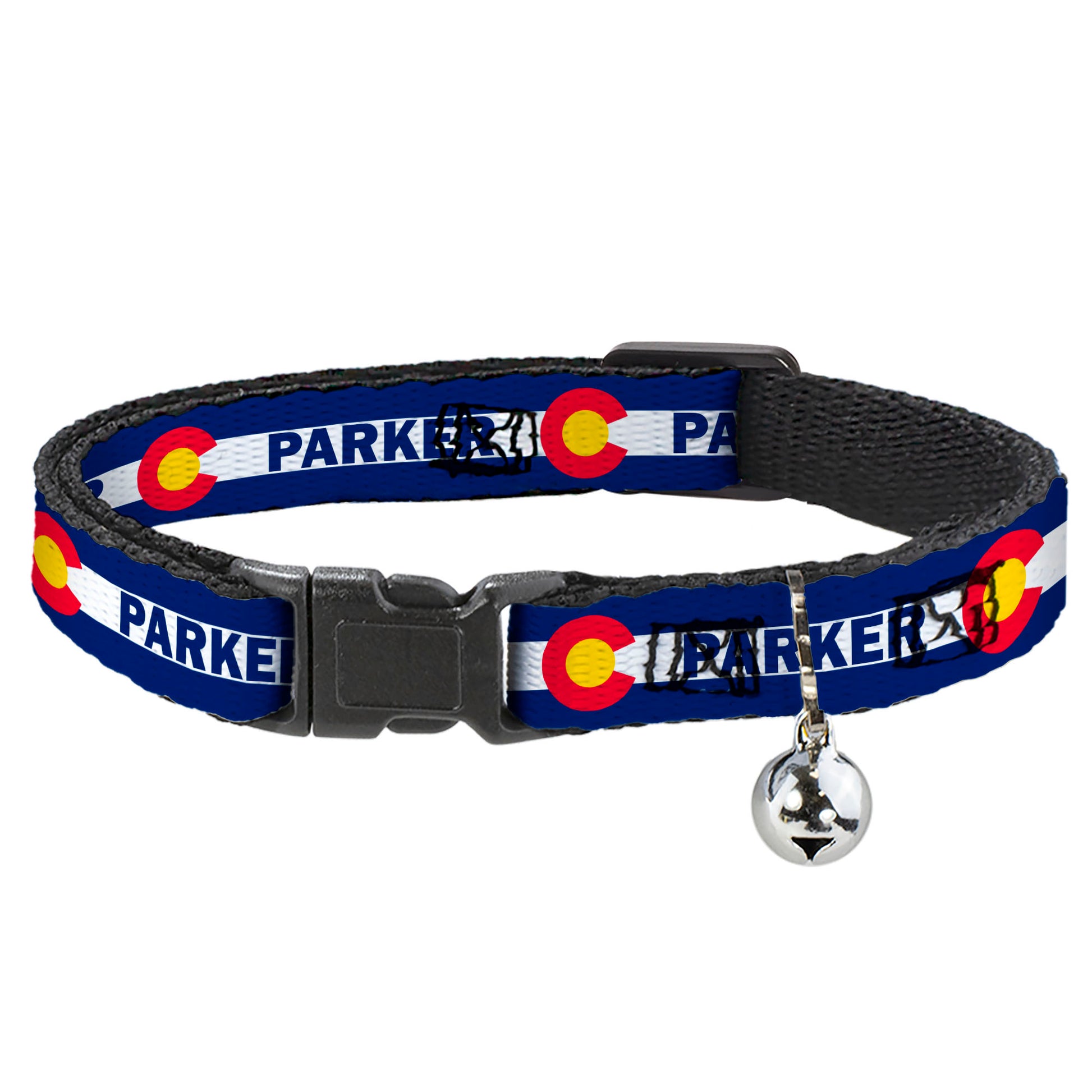 Cat Collar Breakaway - Colorado PARKER Flag Blue White Red Yellow Breakaway Cat Collars Buckle-Down