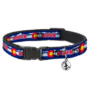 Cat Collar Breakaway - Colorado ASPEN Flag Snowy Mountains Weathered Blue White Red Yellows Breakaway Cat Collars Buckle-Down