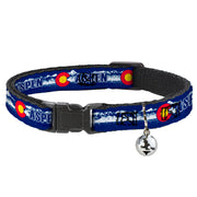 Cat Collar Breakaway - Colorado ASPEN Flag Snowy Mountains Weathered2 Blue White Red Yellows Breakaway Cat Collars Buckle-Down