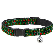 Cat Collar Breakaway - Christmas Sweater Stitch Green White Gold Red Breakaway Cat Collars Buckle-Down