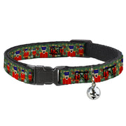 Cat Collar Breakaway - Christmas Nutcracker Polka Dots Greens Gold Red Breakaway Cat Collars Buckle-Down