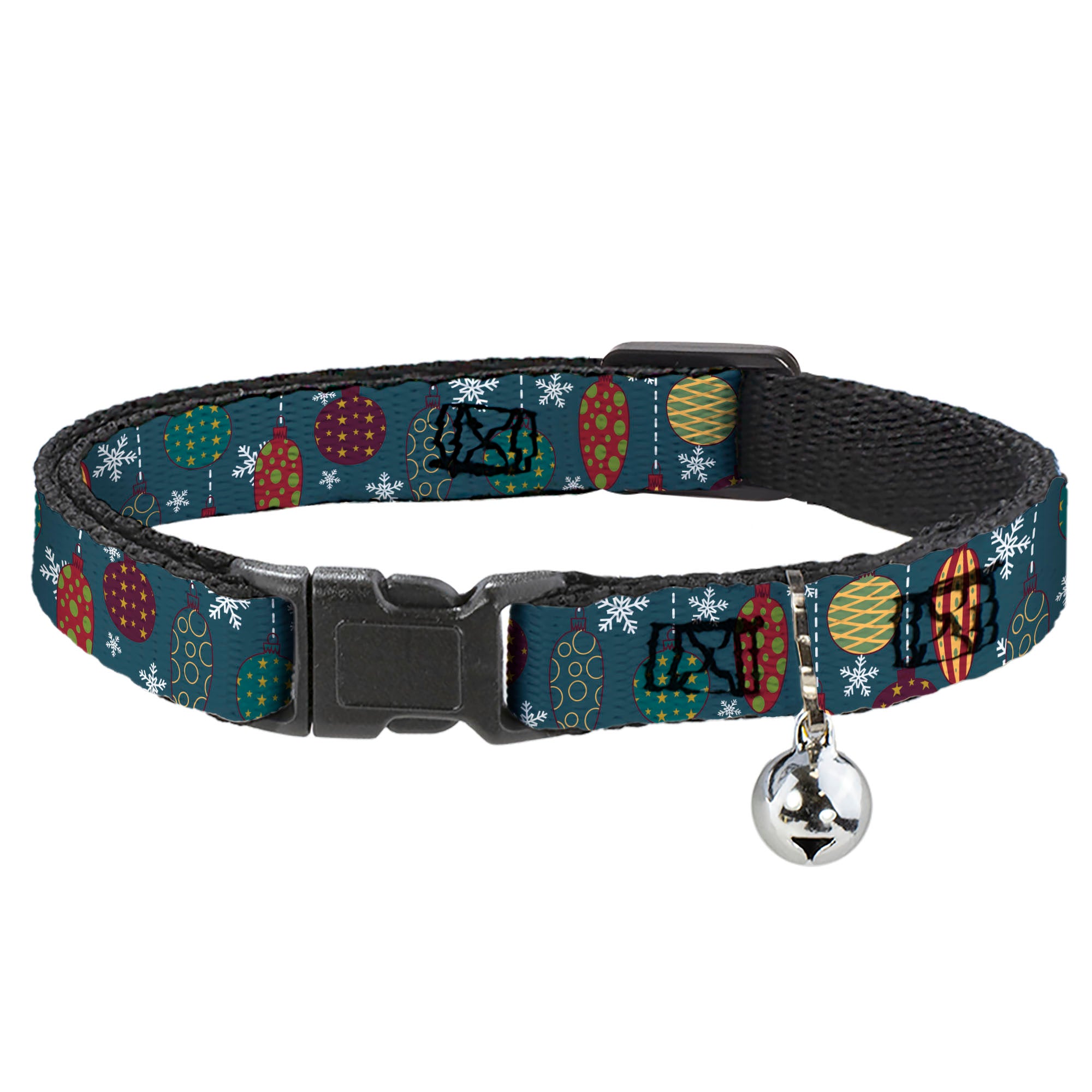 Cat Collar Breakaway - Christmas Ornaments Snowflakes Blue White Multi Color Breakaway Cat Collars Buckle-Down