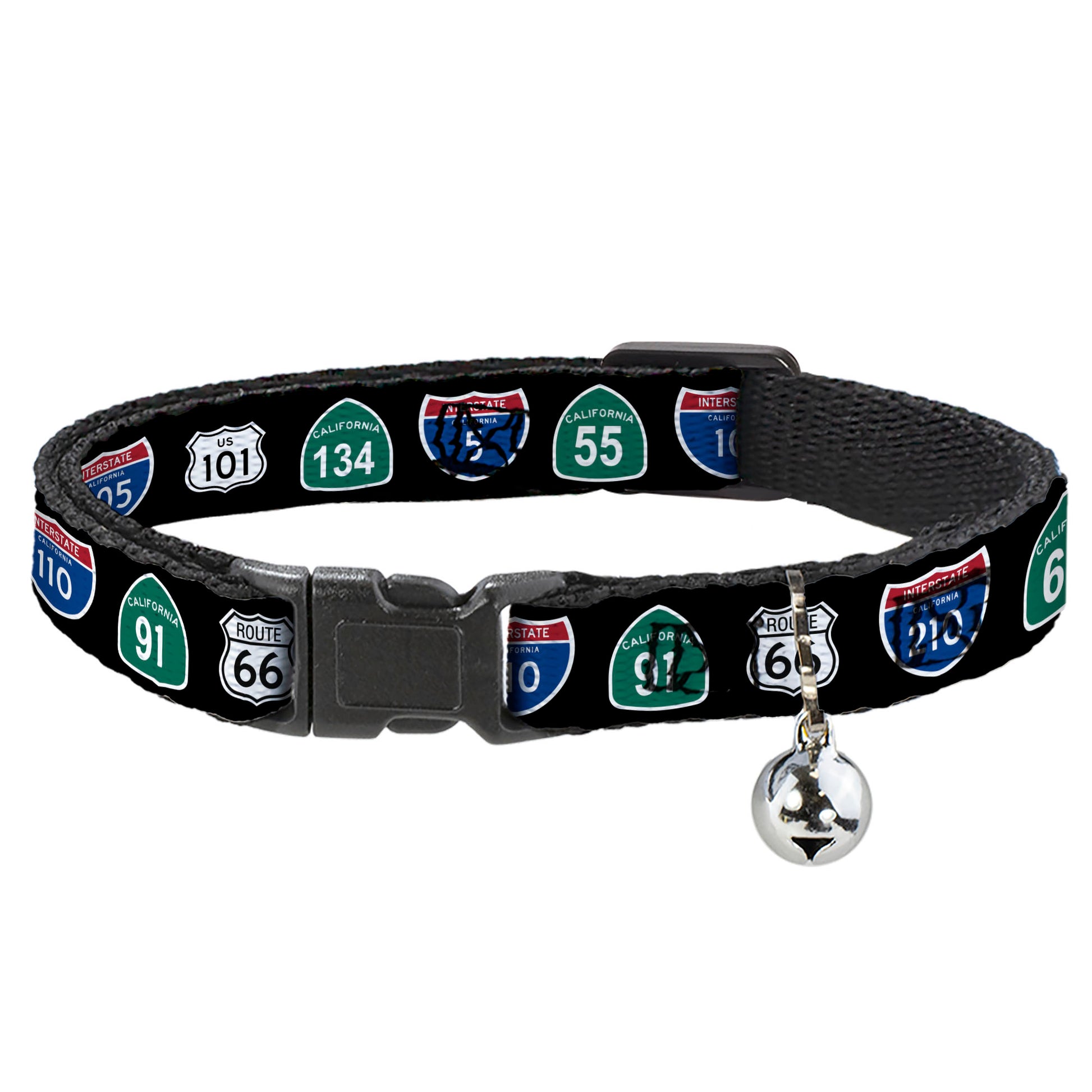 Cat Collar Breakaway - California Highway Signs Black Breakaway Cat Collars Buckle-Down