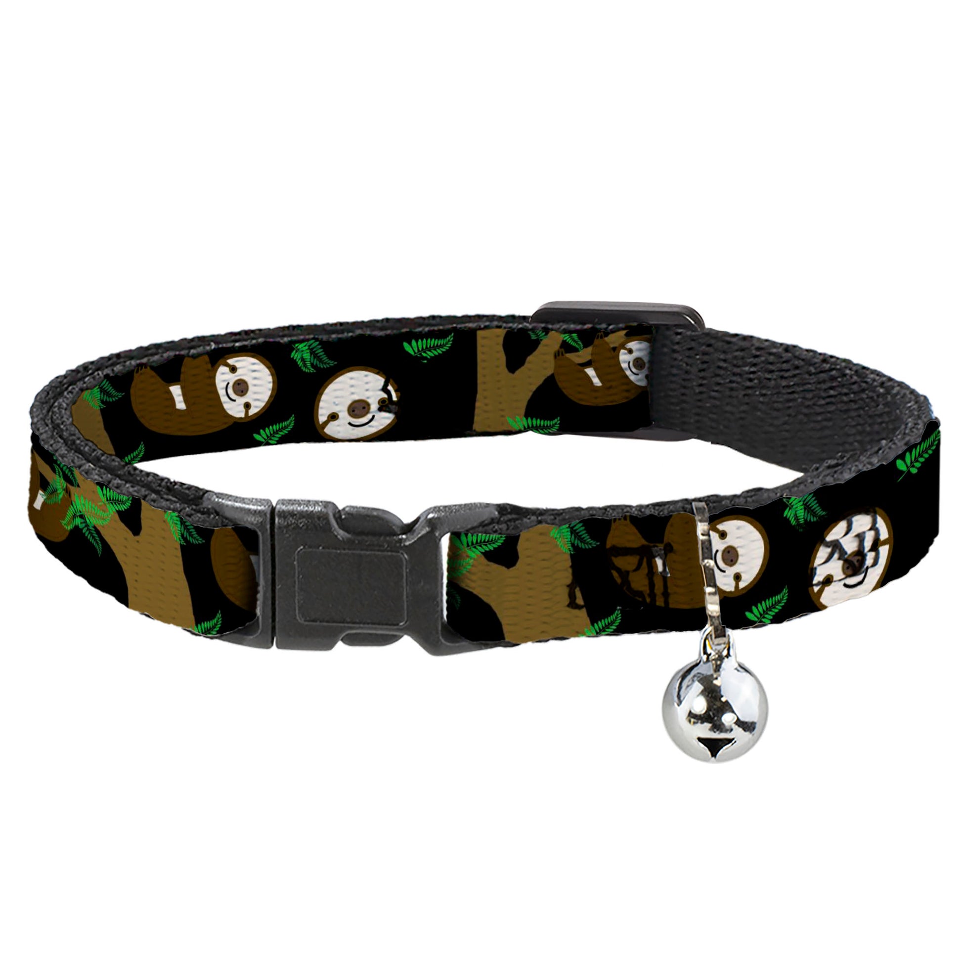 Cat Collar Breakaway - Sloth Face Hanging Black Breakaway Cat Collars Buckle-Down