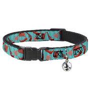 Cat Collar Breakaway - Sheriff's Gear Vertical Stripe Turquoise Browns Breakaway Cat Collars Buckle-Down